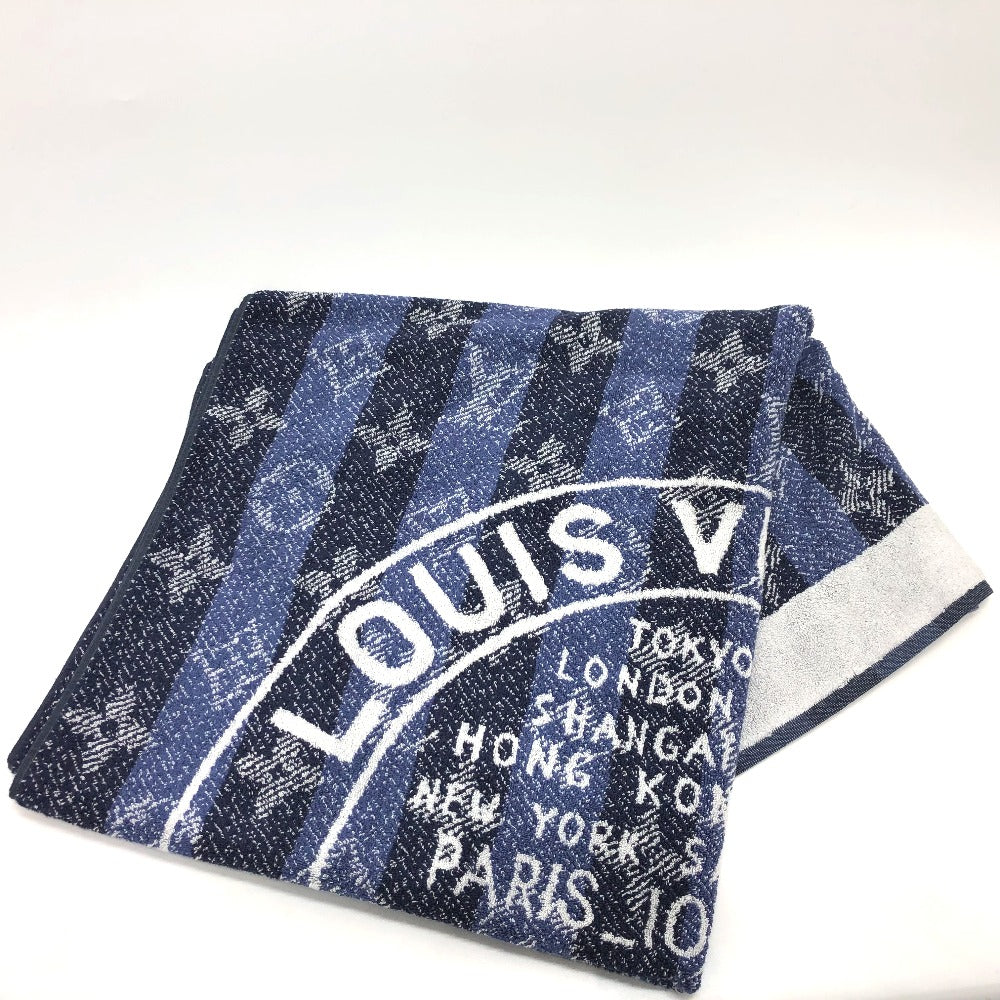 LOUIS VUITTON Monogram Trunks & Bags Beach Towel, Bath Towel, Cotton, Unisex, Blue