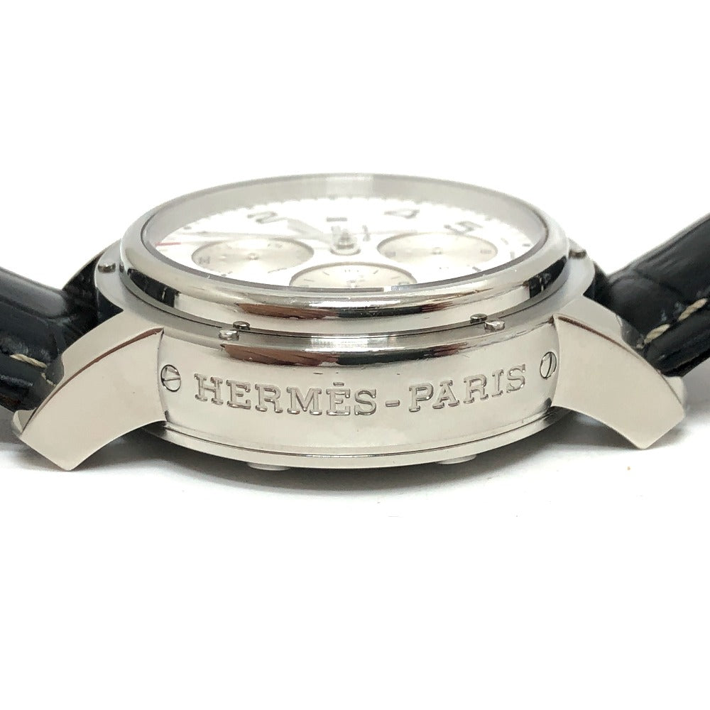 HERMES CP1.910 クリッパー クロノ 自動巻き クロノグラフ デイト 腕時計 時計 ウォッチ 腕時計 SS メンズ シルバー