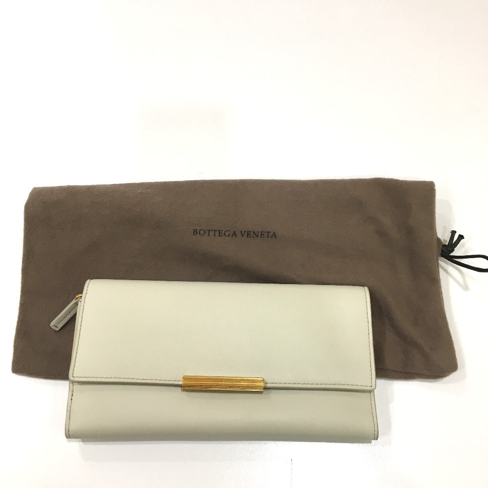 BOTTEGA VENETA 578751 ロングウォレット 小物 三つ折り 長財布 レザー レディース プラスター オフホワイト