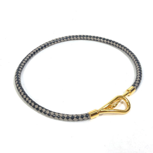 HERMES アクセサリー ジャンボブレスレット 小物 ブレスレット レザー レディース ブラック/グレー