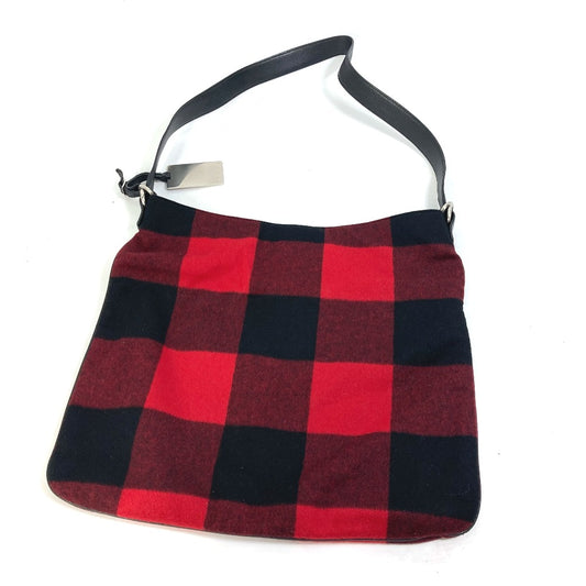 CELINE Check Crossbody Shoulder Bag, Cotton, Women's, Red