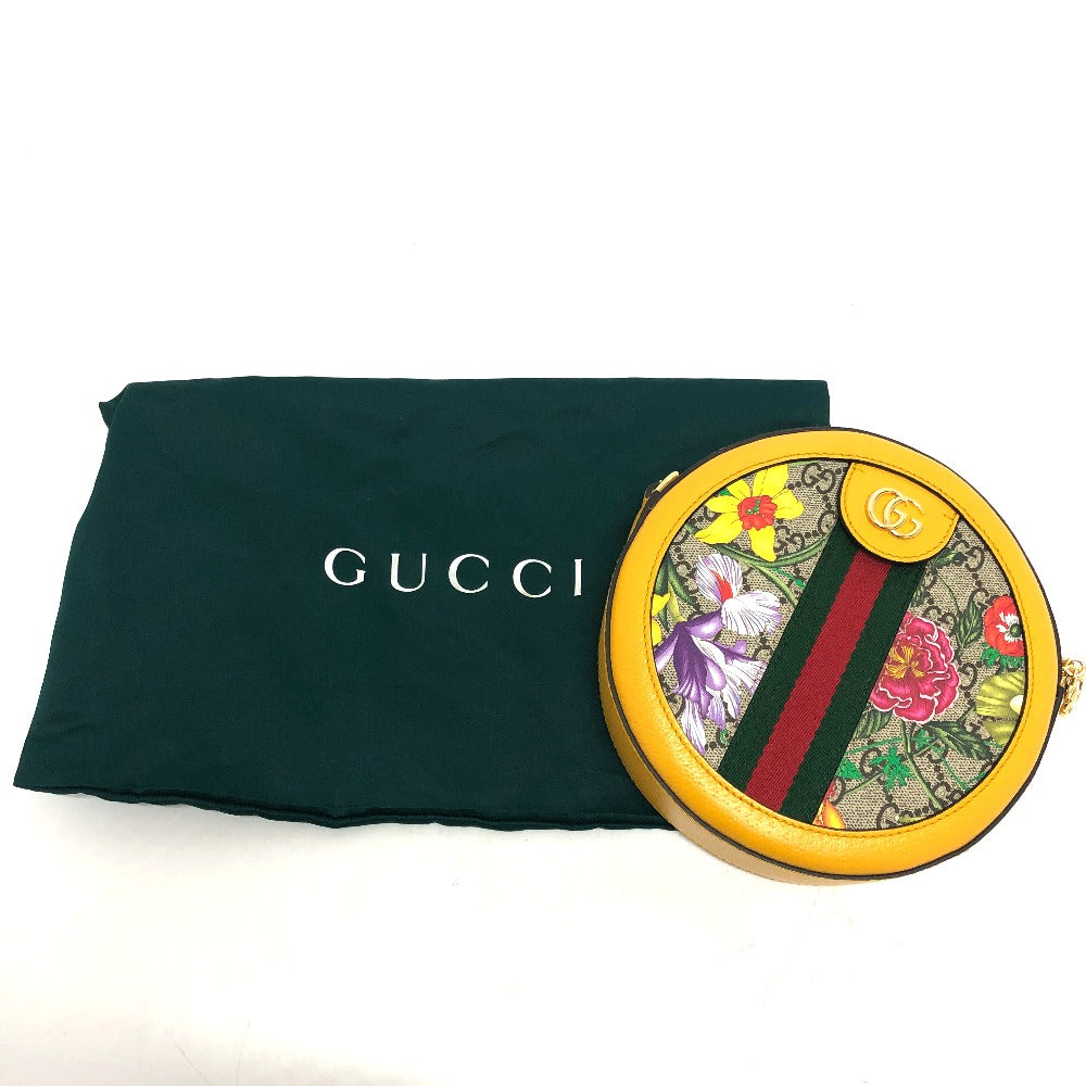 GUCCI 550618 GG フローラ ウェビングライン 肩掛けカバン ショルダーバッグ GGスプリームキャンバス レディース イエロー