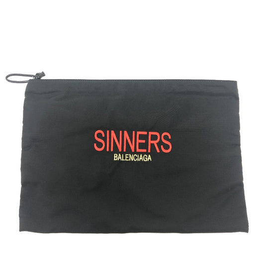 BALENCIAGA 459745 SINNERS Logo Second Pouch Bag, Handheld Clutch Bag, Nylon, Men's, Black