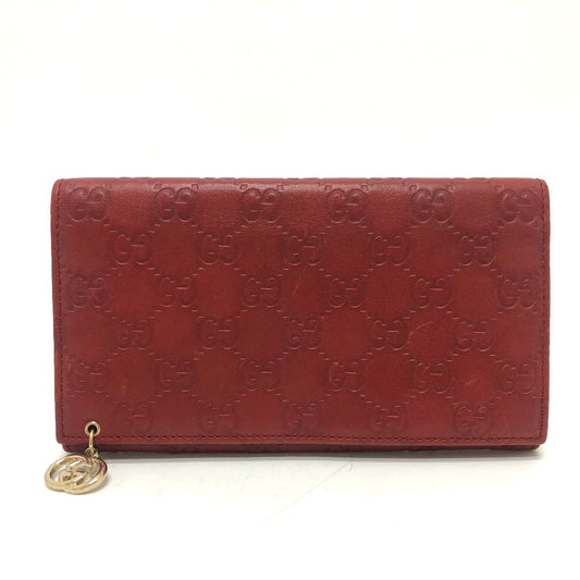 GUCCI 212109 GG シマライン 財布 ウォレット フラップ 長財布 シマレザー レディース レッド