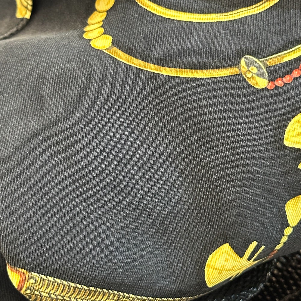 HERMES Vintage Twill Reine Apparel Long Sleeve Shirt, Silk, Women's, Black and Gold