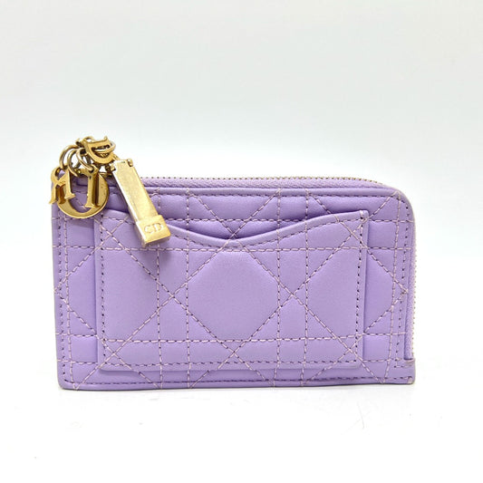 Dior S0965ONMJ Lady Dior Cosmos Zip Card Case/Coin Case Leather Women's Purple