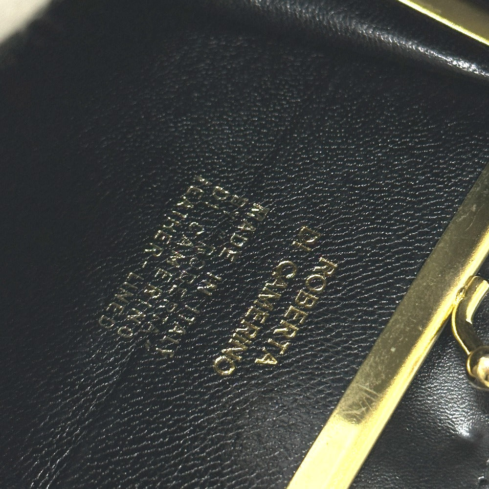 Roberta di Camerino Women's Velvet/Leather Bi-fold Wallet with Clasp and Logo, Multicolor