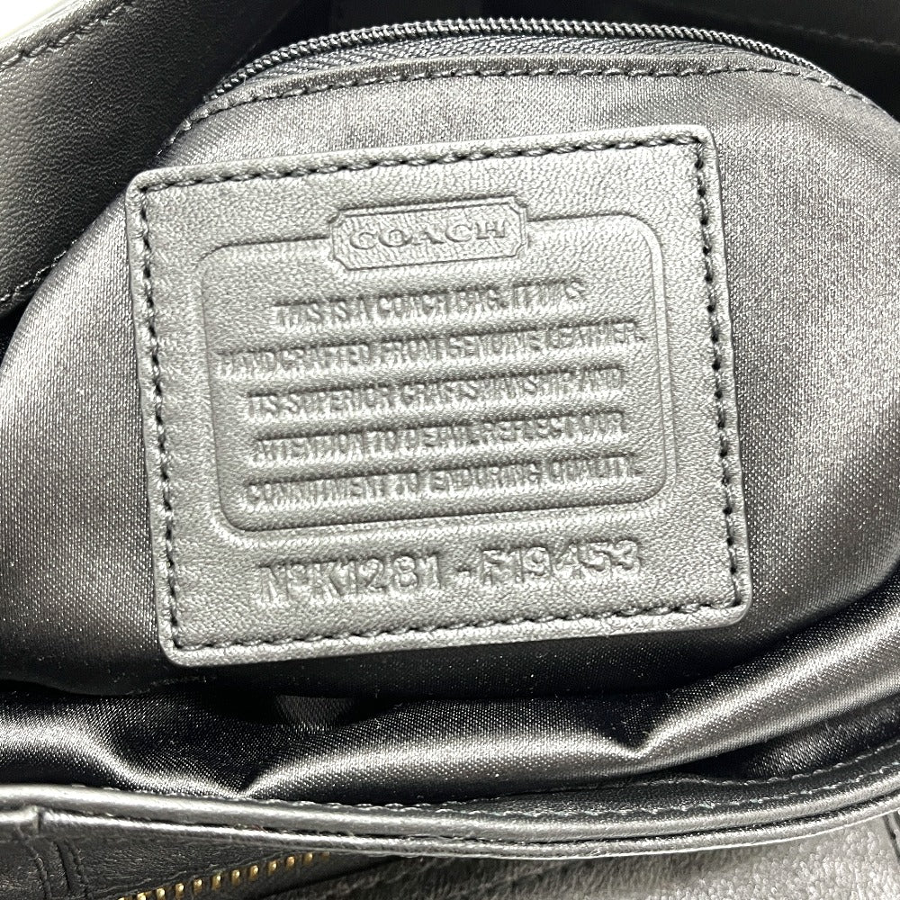 COACH F19453 Logo Plate Shoulder Bag Handbag Leather Women's Black