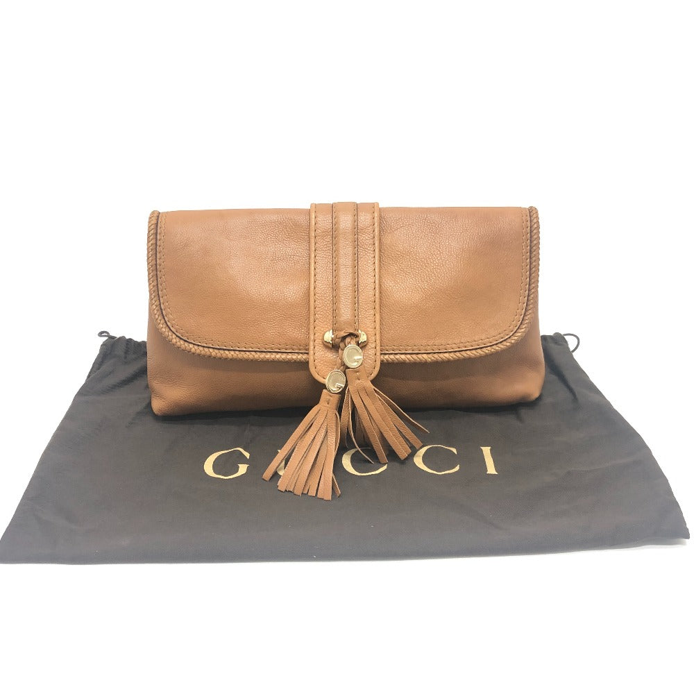 GUCCI 257030 Marchesi GG Tassel Bag Cluch Bag Clutch bag Leather Brown Used