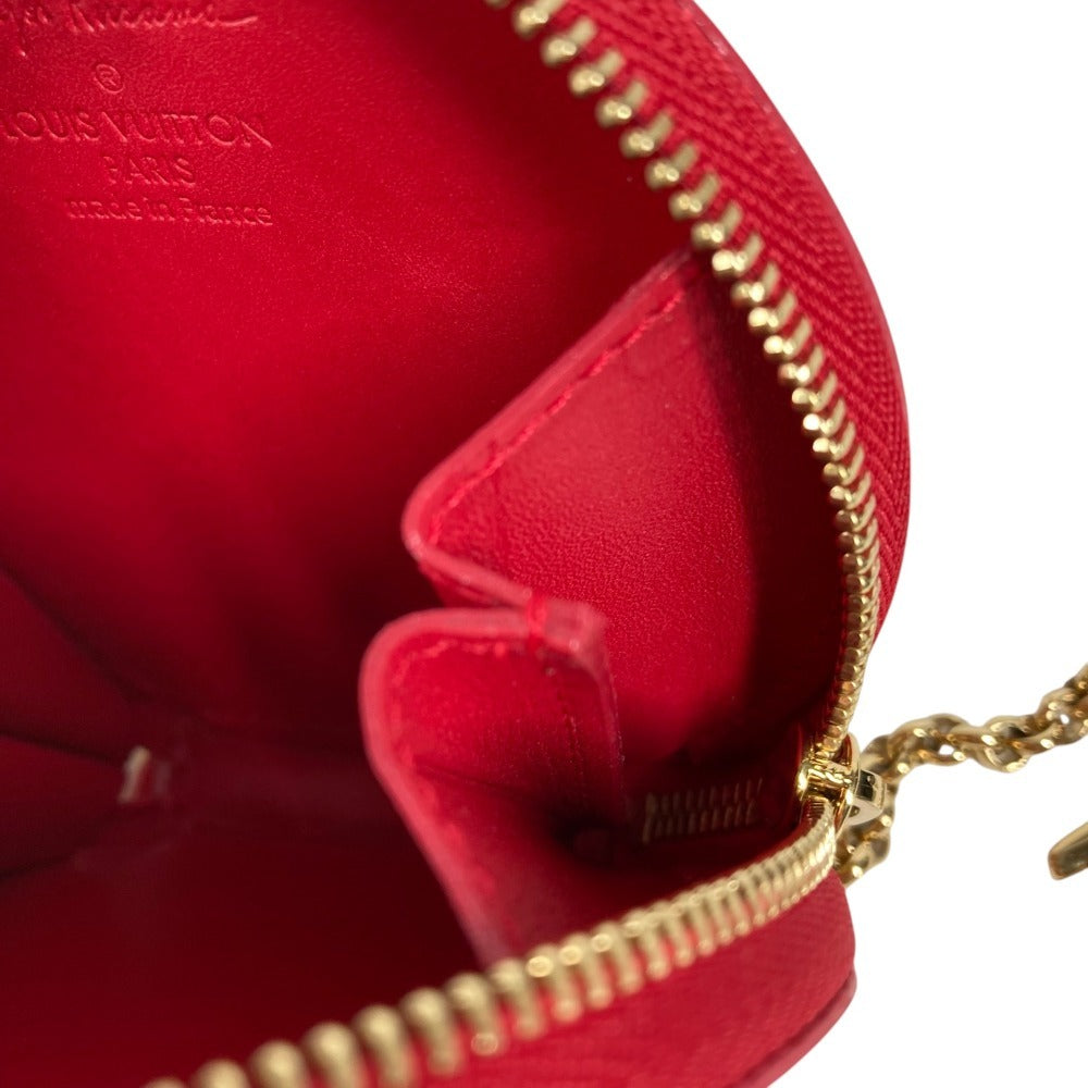 LOUIS VUITTON M91570 Yayoi Kusama Collaboration Dots Polka Dot Portemonnaie Chapeau Wallet Coin Purse Round Zipper with Chain Coin Case Patent Leather Unisex Red