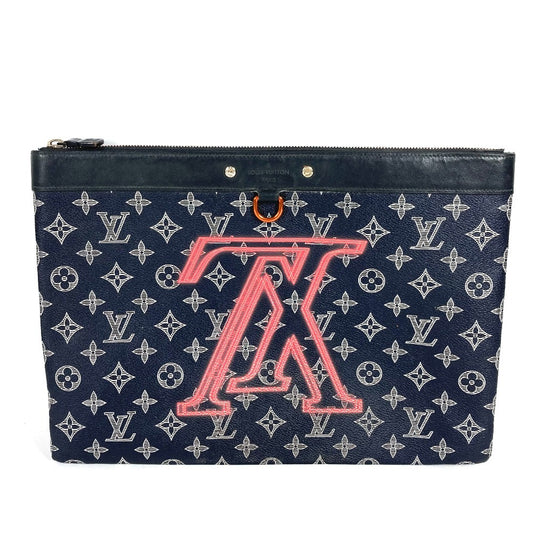 LOUIS VUITTON M62905 モノグラムインク アップサイドダウン ポシェット アポロ セカンドバッグ カバン ポーチ クラッチバッグ モノグラムキャンバス メンズ ネイビー