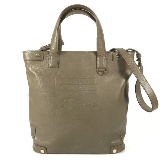 BVLGARI S.Bulgari logo Bag, Tote Bag, 2-Way Bag, Handbag Shoulder Bag Leather gray Used
