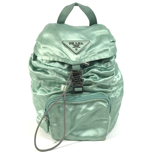 PRADA triangle logo triangle logo plate bag backpack Backpack Satin Green Used