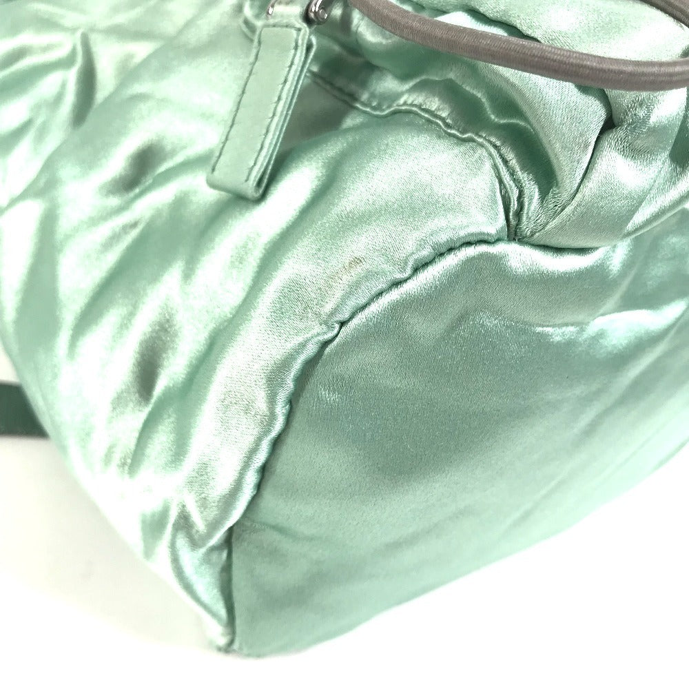 PRADA triangle logo triangle logo plate bag backpack Backpack Satin Green Used