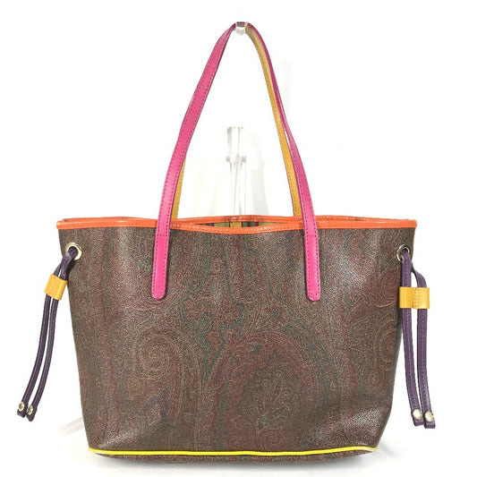 ETRO Paisley pattern logo Bag Tote Bag shawl Shoulder Bag PVC/Leather Brown Used