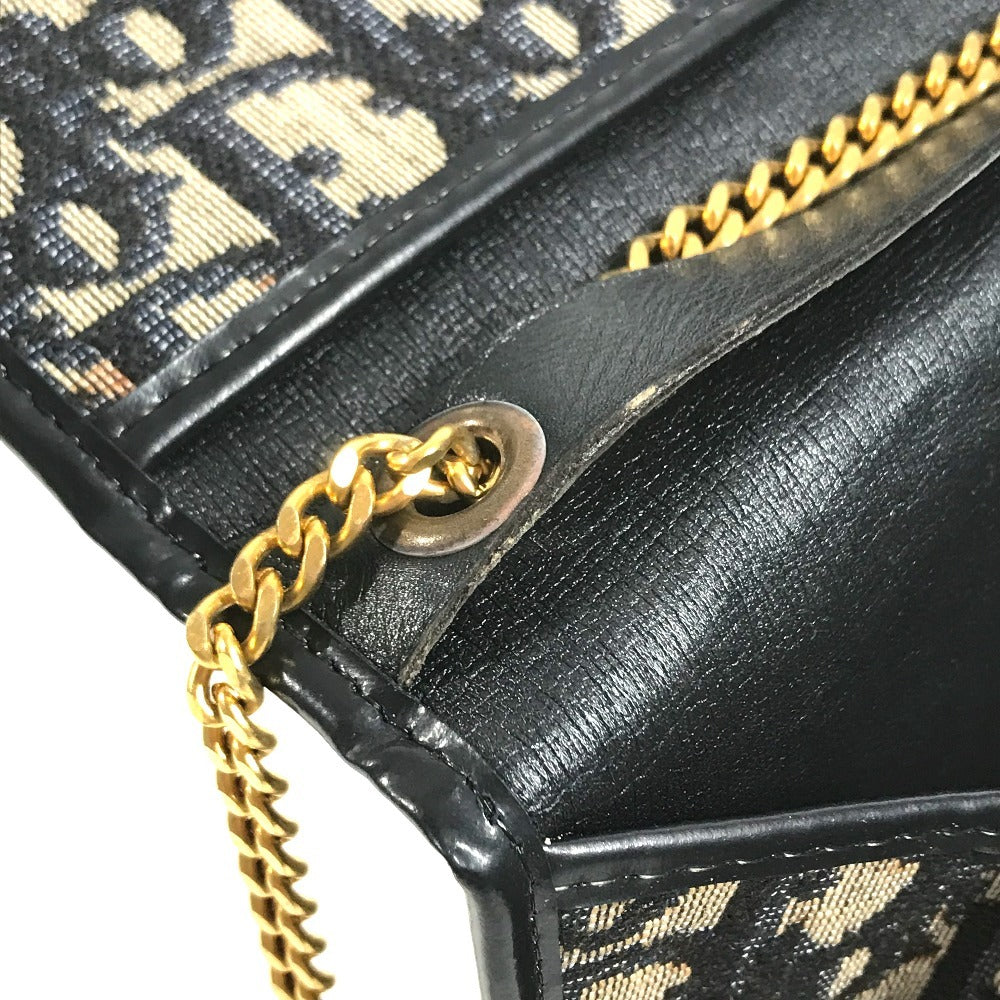 Dior vintage Trotter logo Shoulder bag, flap shoulder bag, 2-way bag, clutch bag Shoulder Bag Leather/Canvas Navy Used