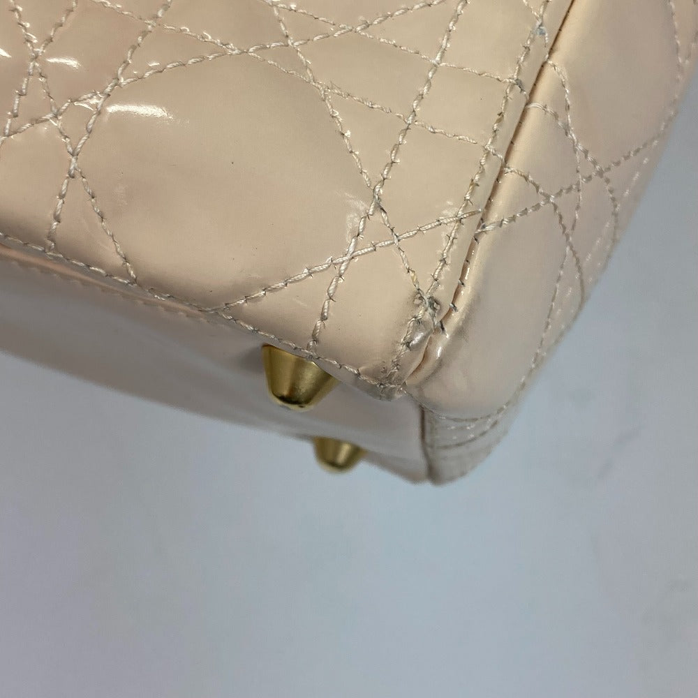 Dior Lady Dior Cannage 2-Way Shoulder Bag/Handbag in Patent Leather, Beige