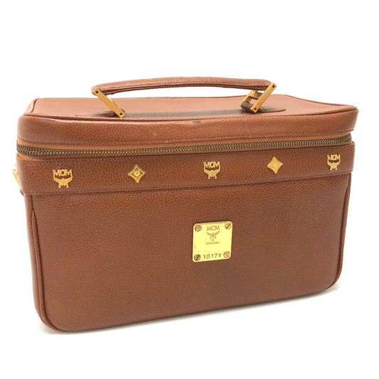 MCM バニティバッグ ボックス カバン 2WAY ショルダーバッグ ハンドバッグ レザー レディース ブラウン