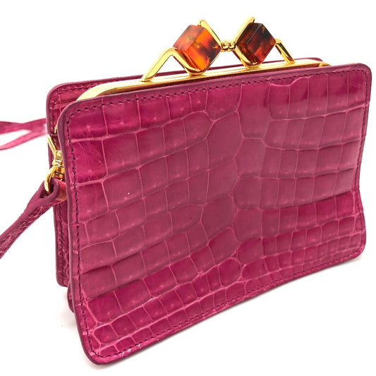 MIUMIU がま口 カバン ポシェット ショルダーバッグ レザー レディース ピンク
