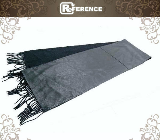 HERMES Leather and Cashmere Scarf Black