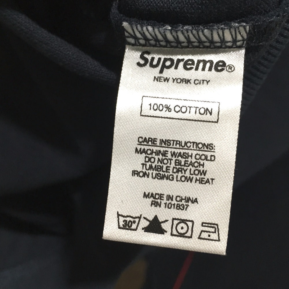 Supreme 17AW Multicolor Piping Pique Crewneck Long Sleeve Top, Cotton, Men's, Navy