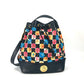 VERSACE 花柄 チェーン カバン バケツ型 フラワー 巾着 斜め掛け ショルダーバッグ PVC/レザー レディース マルチカラー