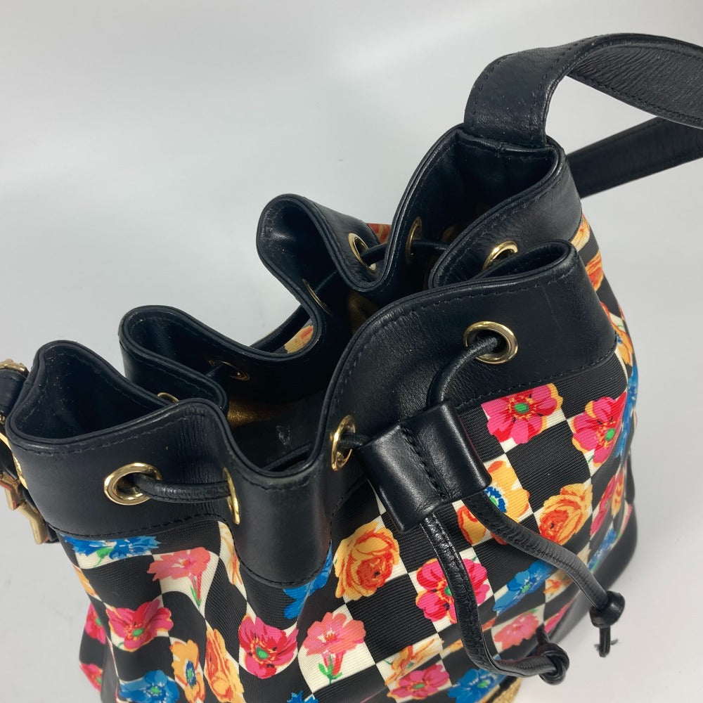 VERSACE 花柄 チェーン カバン バケツ型 フラワー 巾着 斜め掛け ショルダーバッグ PVC/レザー レディース マルチカラー
