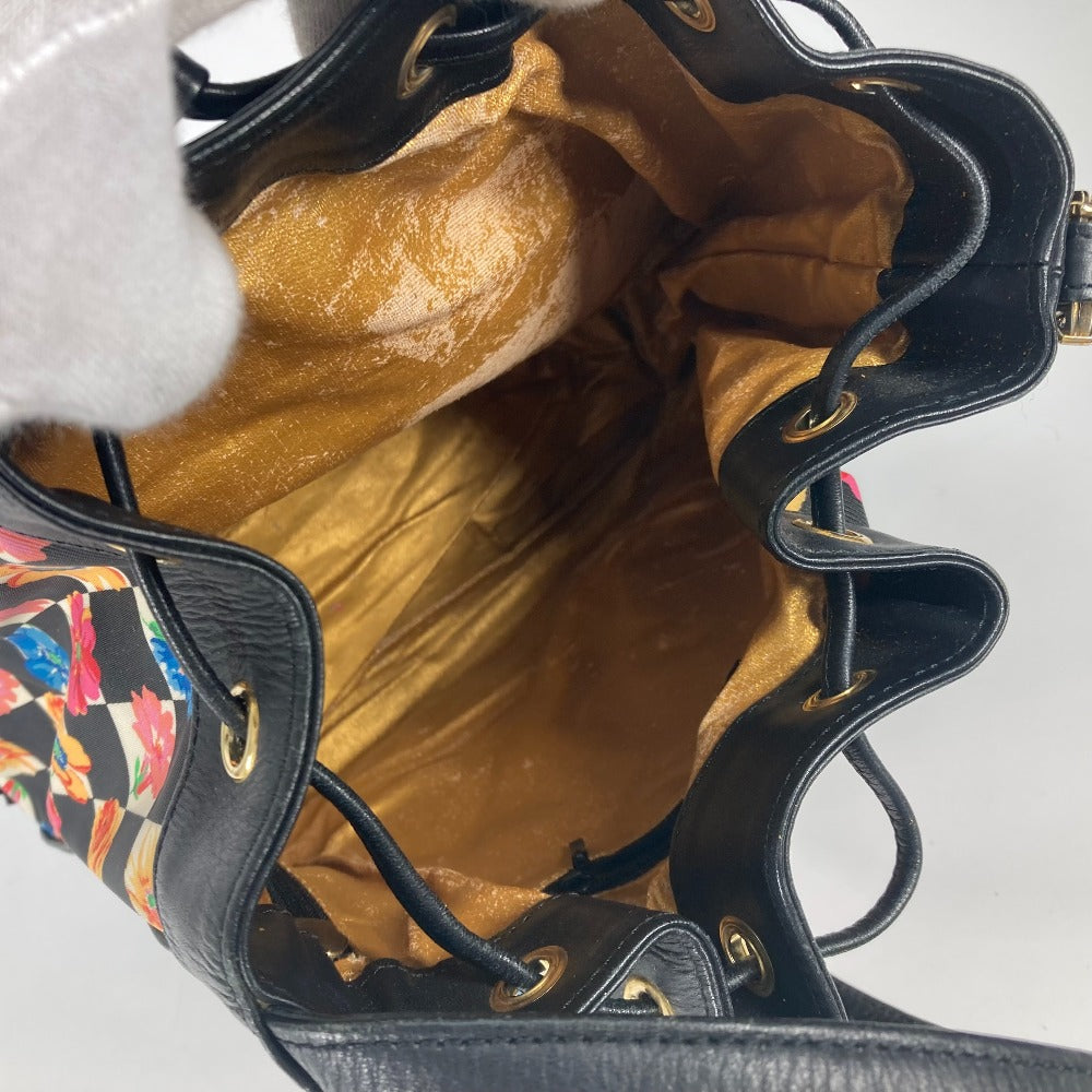 VERSACE 花柄 チェーン カバン バケツ型 フラワー 巾着 斜め掛け ショルダーバッグ PVC/レザー レディース マルチカラー