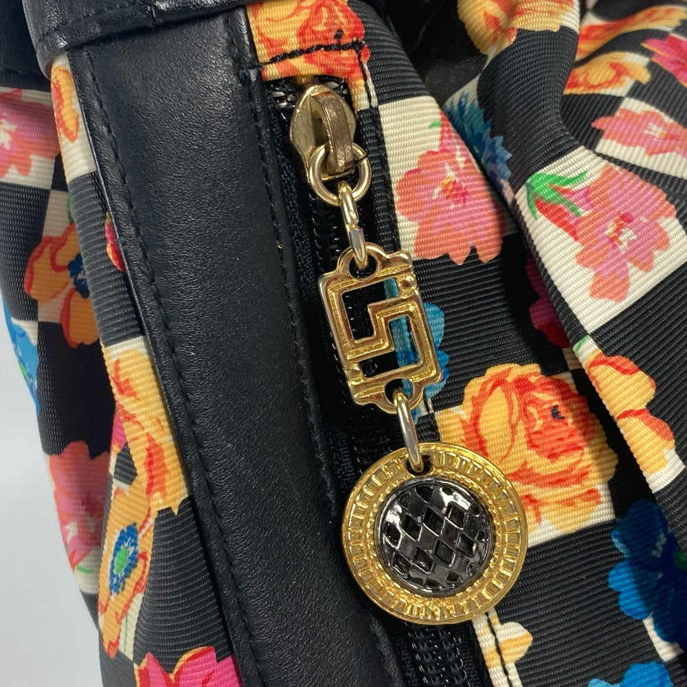 VERSACE 花柄 チェーン カバン バケツ型 フラワー 巾着 斜め掛け ショルダーバッグ PVC/レザー レディース マルチカラー
