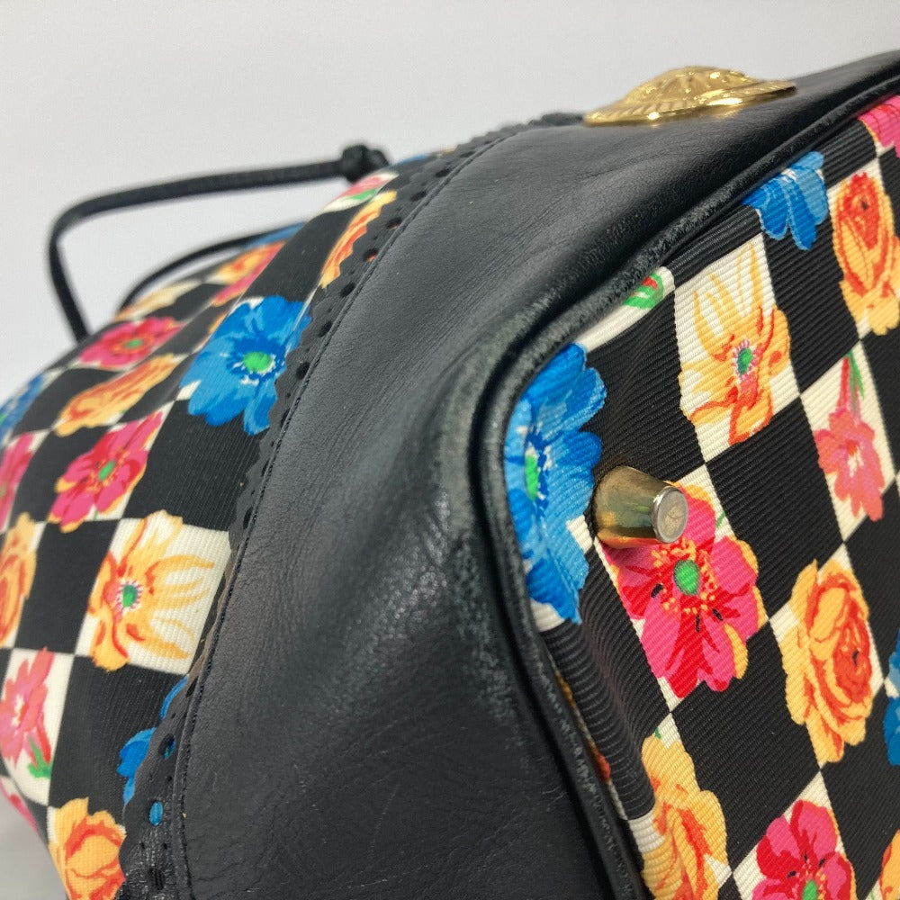 VERSACE 花柄 チェーン カバン バケツ型 フラワー 巾着 斜め掛け ショルダーバッグ PVC/レザー レディース マルチカラー