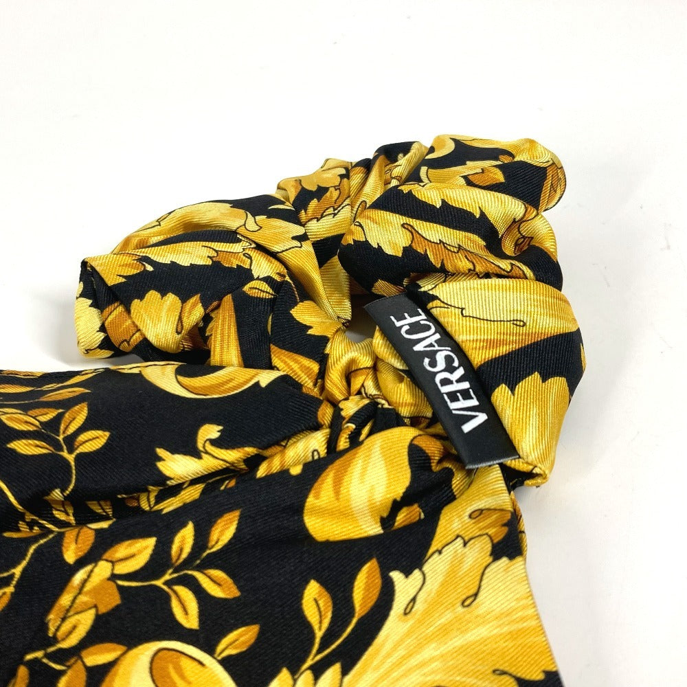 VERSACE グレカ ロゴ ヘアゴム ヘアアクセサリー バイカラー シュシュ シルク レディース イエロー