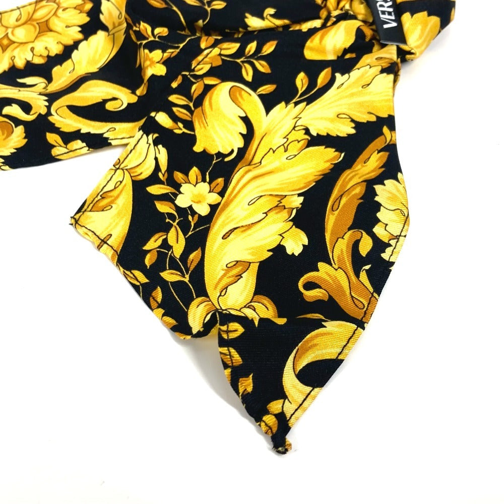 VERSACE グレカ ロゴ ヘアゴム ヘアアクセサリー バイカラー シュシュ シルク レディース イエロー