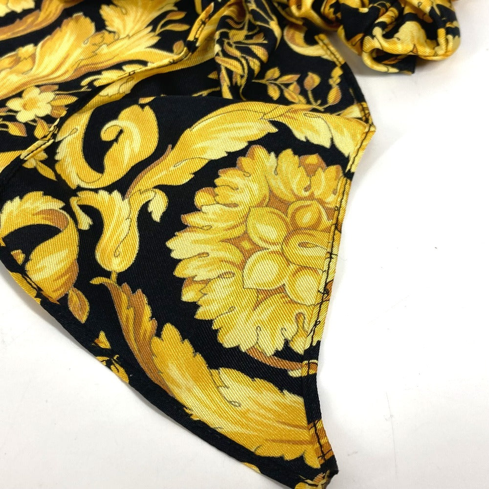 VERSACE グレカ ロゴ ヘアゴム ヘアアクセサリー バイカラー シュシュ シルク レディース イエロー