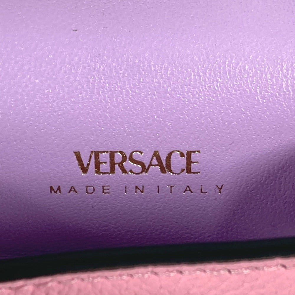 VERSACE チェーン付き ショルダーバッグ メデューサ airpods エアポッズ イヤフォンケース レザー レディース ピンク