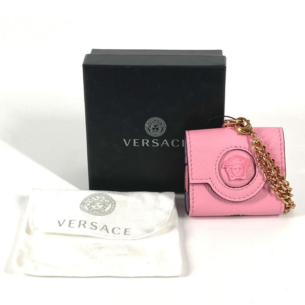 VERSACE チェーン付き ショルダーバッグ メデューサ airpods エアポッズ イヤフォンケース レザー レディース ピンク