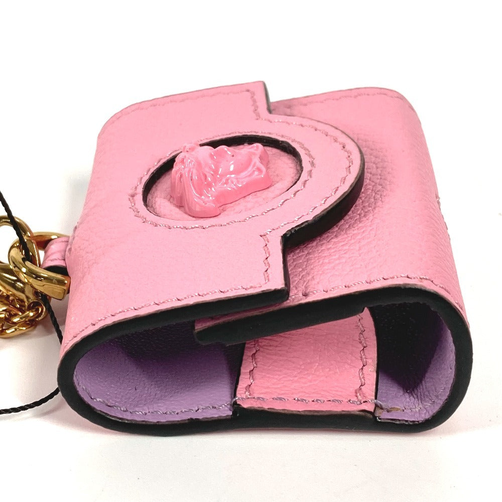 VERSACE チェーン付き ショルダーバッグ メデューサ airpods エアポッズ イヤフォンケース レザー レディース ピンク