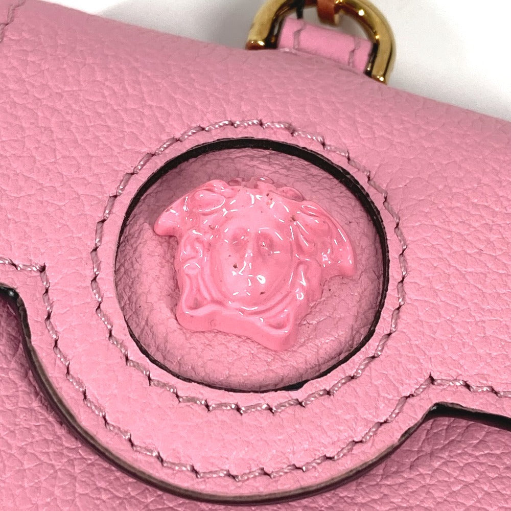 VERSACE チェーン付き ショルダーバッグ メデューサ airpods エアポッズ イヤフォンケース レザー レディース ピンク