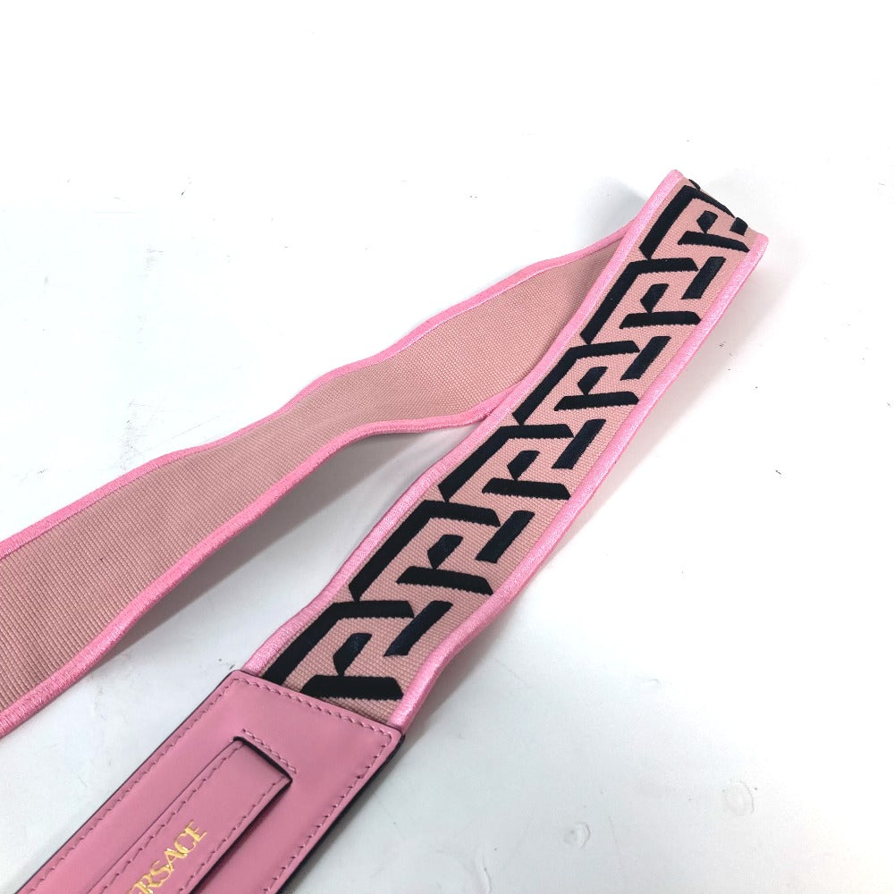 VERSACE ロゴ ショルダーストラップ キャンバス/レザー レディース ピンク