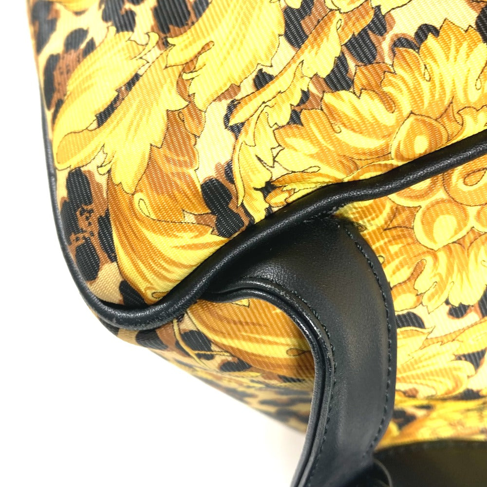 VERSACE ヴィンテージ レオパード 豹柄 ヒョウ カバン バックパック リュックサック PVC/レザー レディース イエロー