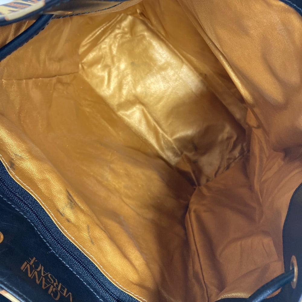 VERSACE ヴィンテージ レオパード 豹柄 ヒョウ カバン バックパック リュックサック PVC/レザー レディース イエロー
