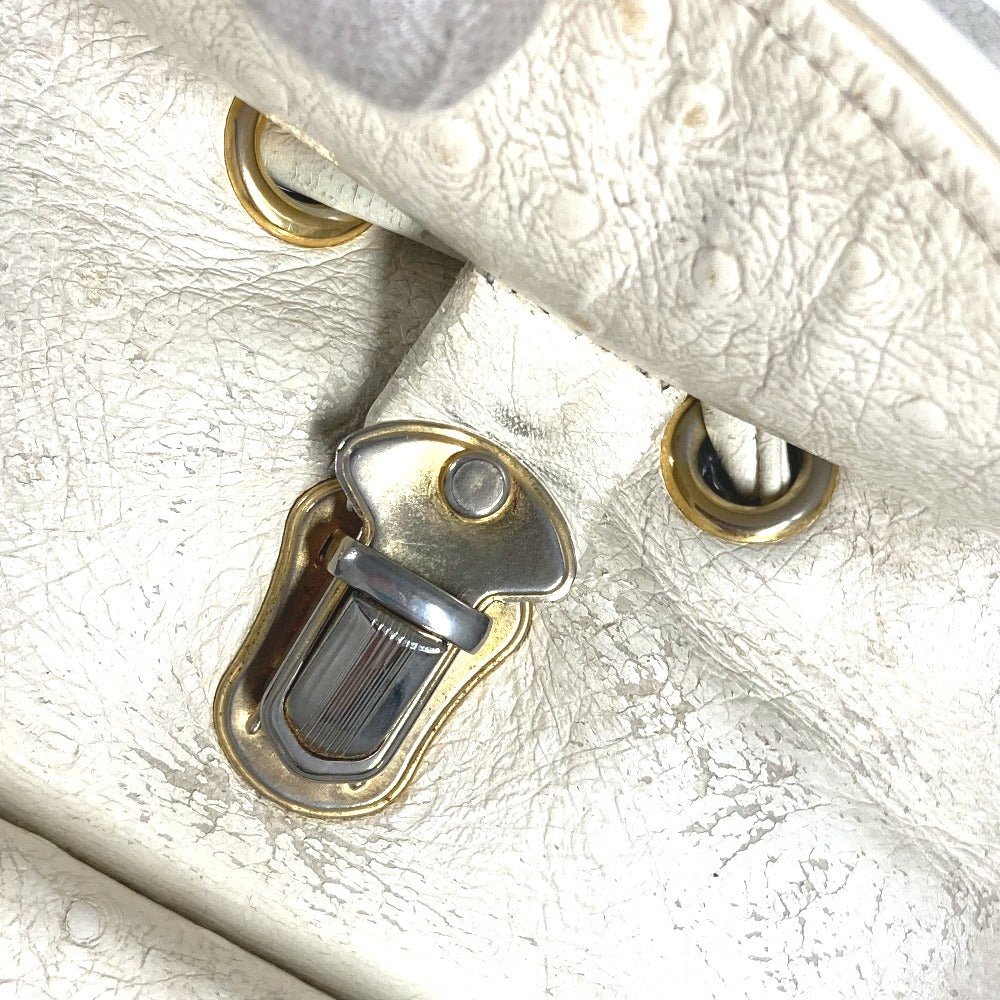 VERSACE ヴィンテージ サンバースト バックパック カバン チェーン リュックサック 型押しレザー レディース アイボリー
