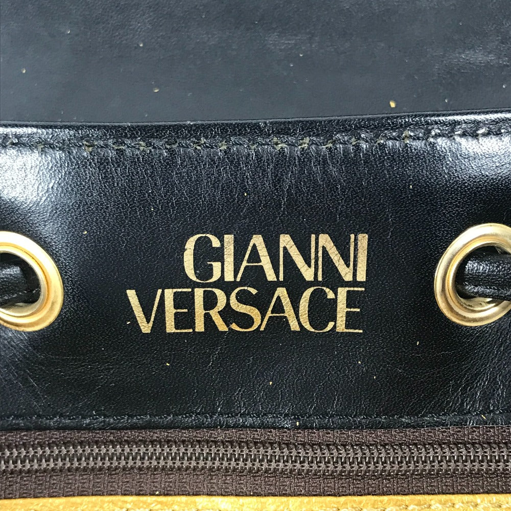 VERSACE ヴィンテージ レオパード 豹 ヒョウ バックパック カバン リュックサック レザー/PVC ユニセックス イエロー