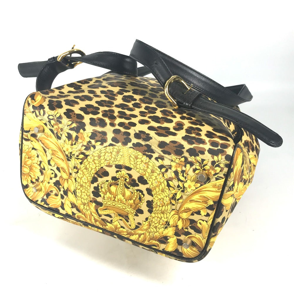 VERSACE ヴィンテージ レオパード 豹 ヒョウ バックパック カバン リュックサック レザー/PVC ユニセックス イエロー