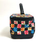 VERSACE Floral Print Handbag Vanity Bag in Nylon/Leather, Black and Multicolor
