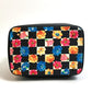 VERSACE Floral Print Handbag Vanity Bag in Nylon/Leather, Black and Multicolor