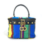 VERSACE Vintage Striped Mirrored Handbag/Pouch Vanity Bag in Canvas/Leather, Multicolor