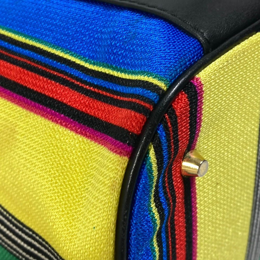 VERSACE Vintage Striped Mirrored Handbag/Pouch Vanity Bag in Canvas/Leather, Multicolor
