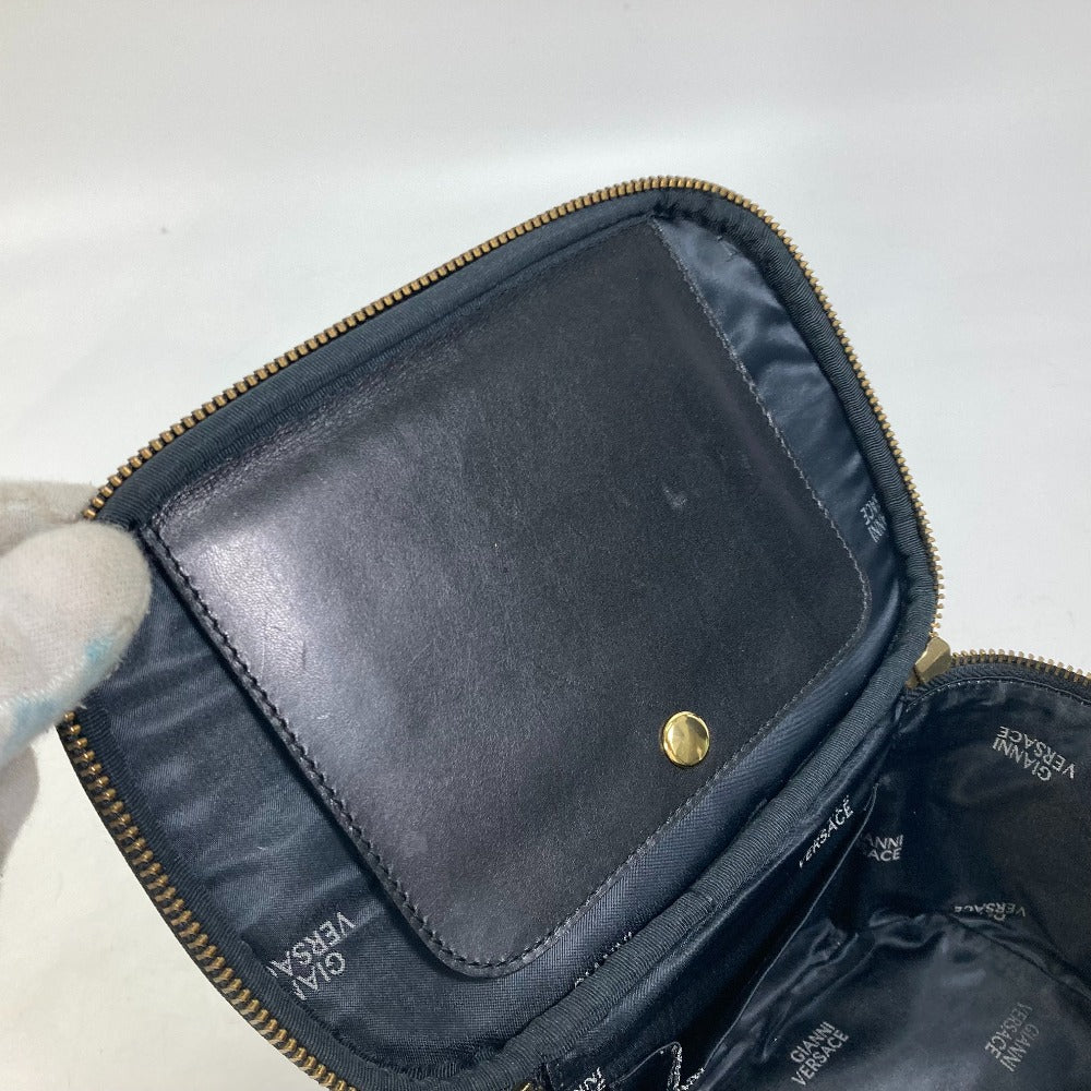 VERSACE Vintage Striped Mirrored Handbag/Pouch Vanity Bag in Canvas/Leather, Multicolor