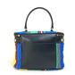 VERSACE Vintage Striped Mirrored Handbag/Pouch Vanity Bag in Canvas/Leather, Multicolor