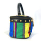 VERSACE Vintage Striped Mirrored Handbag/Pouch Vanity Bag in Canvas/Leather, Multicolor